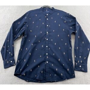 Proper Cloth Shirt Men's Large Blue Button Up Cactus Rainbow Long Sleeve